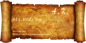 Ali Klára névjegykártya