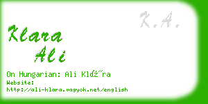 klara ali business card